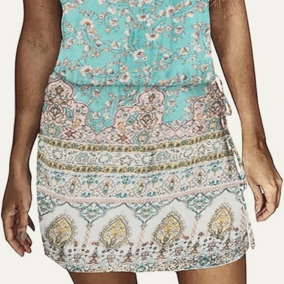 Etcyy Dress Summer Casual Swing Tank Beach Cover Up Blue Paisley - Picture 4 of 16